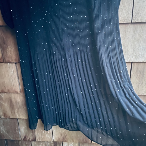 Alex Marie Black Ruffled Chiffon Midi Dress Long Sleeve Rhinestones Size 10 - Picture 8 of 15